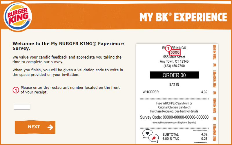 My BK Experience Win a Free Whooper With Burger King Survey